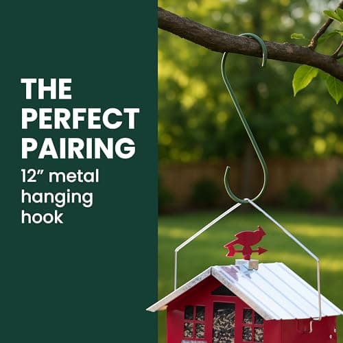 Perky-Pet Squirrel-Be-Gone II Country House Bird Feeder with Weathervane - 8 lb Seed Capacity - Squirrel Proof Wild Bird Feeder for Outdoors - Durable Construction - Rustic Outdoor Decor - 338, Red 12