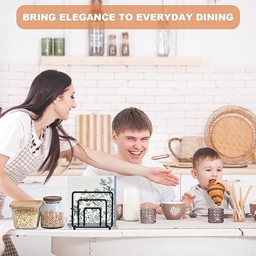 Napkin Holder for Table, Modern Metal Black Napkin Holders for Kitchen Dining Tables & Countertops, Paper Cocktail Napkins Holder Dispenser for Indoor & Outdoor Use by LAIHIFA 6