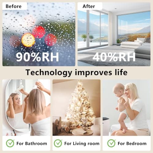 Dehumidifier 1657ML 58OZ Small Dehumidifier for Home 230 Ft² Safety Dehumidifiers Adjustable 10 Color Lights 5 Timers 3 Setting Modes Auto Shut Off Protection Low Noise For Bedroom Bathroom 7