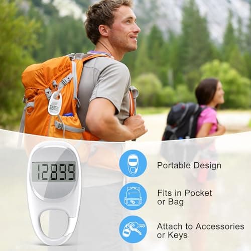 KONTYNU Simple Pedometer for Walking, Accurate Step Tracker with Carabiner, 3D Step Counter for Men Women Kids Seniors, White, CR-707 5