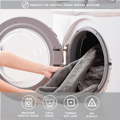 Degrees of Comfort Sherpa Plush Heated Blanket, Full Size Bed Electric Blankets with 6 Heat Settings Controller | 1-10 Hour Auto Shut Off |Washable, 72" X 84" Grey 7