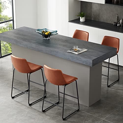 Sweetcrispy Counter Height Bar Stools Set of 4, Modern Counter Stool Faux Leather Barstools with Back, 26 inch Seat Height Island Stools Countertop Comfortable Brown Bar Chairs with Metal Legs 6