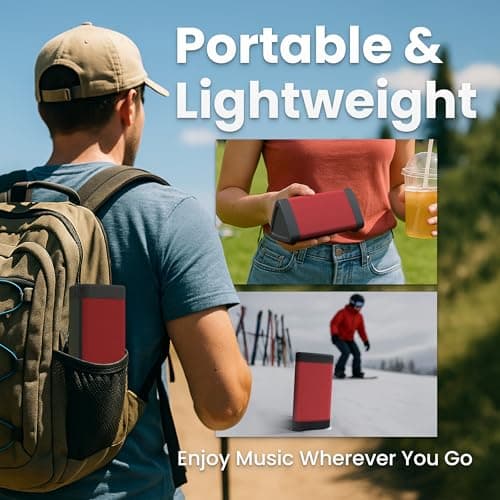 OontZ Angle 3 (4th Gen) – Portable Bluetooth Speaker, 12W Stereo Sound, 24 Hour Playtime, Rich Bass, 100 Foot Wireless Range, Waterproof, Home, Outdoor, Travel, Great Gift (Red) 6