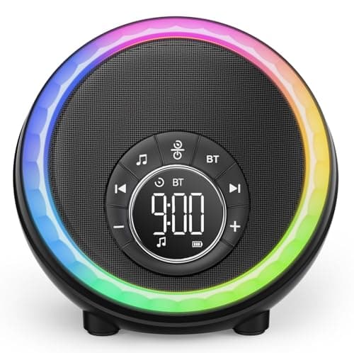 Night Light Bluetooth Speaker Alarm Clock, Portable Sound Machine with White Noise, Touch Bedside Lamp for Bedroom, Dimmable Warm Light, RGB Color Changing, Best Gifts for Teenage Boys Girls