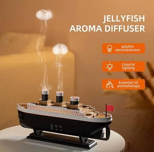 HIROGA Essential Oil Diffuser Titanic Humidifier 260ml, Cool Mist Ultrasonic Aroma Aromatherapy Diffuser with Remote Control 7 Light 2 Mist Mode Auto Shut-Off for Bedroom Office Hotel (White) 6