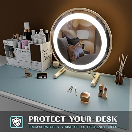 K KNODEL Large Office Leather Desk Mat, Mouse and Keyboard Pad, Computer and Laptop Mat, Desktop Protector and Cover, Writing Pad and Blotter (31.5"x15.7", Light Blue) 6