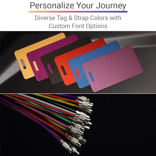 Heavy Duty Custom Luggage Tags - Personalized Anodized Aluminum Luggage Identifiers for Suitcases Pack of 2 (Black, 2x3.5) 5