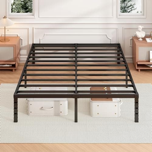 Hafenpo 14 Inch Queen Bed Frame - Sturdy Metal Platform Queen Size, No Box Spring Needed, Heavy Duty, Easy Assembly, Strong Bearing Capacity, Under Bed Storage, Black 6
