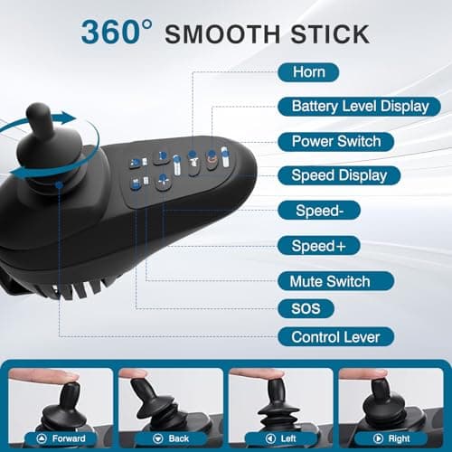 Electric Wheelchair for Adults, POWET Lightweight and Foldable Wheelchairs, Motorized Intelligent Wheelchair 16+ Miles Long Travel Range All Terrain Motorized Wheelchair with Powerful Motor (Black) 10