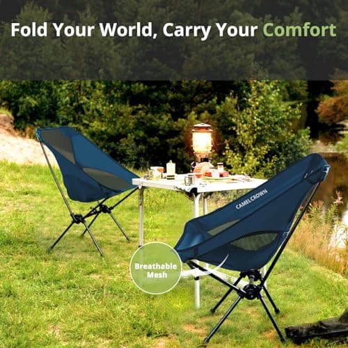 CAMEL CROWN Portable Camping Chair Lightweight Compact Folding Chair Mesh for Outdoor Camp Travel Beach Picnic Festival Hiking Backpacking Navy Blue 8
