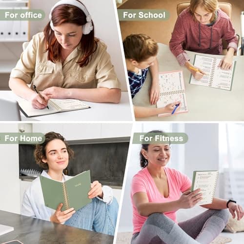 EMSHOI Undated Planner, Weekly and Monthly Calendar, 53 Weeks and 12 Months, A5 (6.38" x 8.35"), 100GSM Thick Paper, PVC Cover, Monthly Tabs, Note Pages, Start Anytime 8