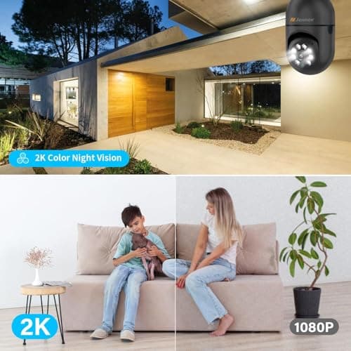 Jennov 2K Light Bulb Security Camera Wireless Outdoor, Indoor Light Socket Cameras for Home Security, Human Detection, 355°, Color Night Vision, 5G/2.4G WiFi, Screw in, Compatible with Alexa 6