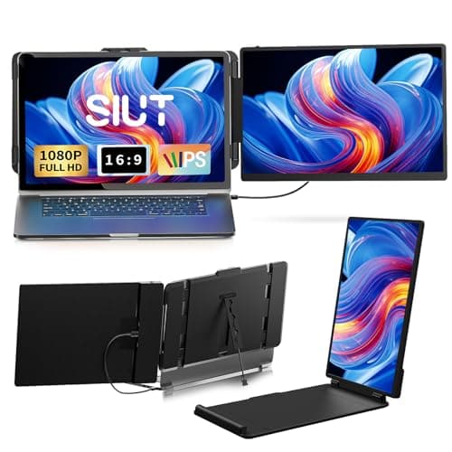 SIUT Laptop Screen Extender Monitor - Dual 14 inch IPS FHD 1080P Extended Monitors for 13"-17" Laptops Type-C/HDMI/USB-A Compatible with Windows Mac Travel Work
