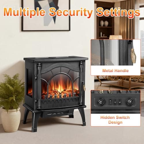 ZAFRO 23 inch Freestanding Electric Fireplace Stove | Thermostat Control, Low Noise, 5100 BTU, Overheat Protection, for Indoor Use 5
