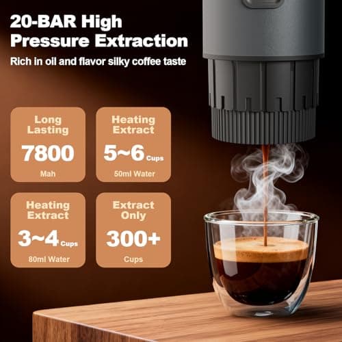Uiifuidy Portable Coffee Maker, 3 in 1 Electric Espresso Machine Set, Rechargeable Self-Heating Brewer with Carrying Bag and Coffee Stand for Office Camping, Hiking 5