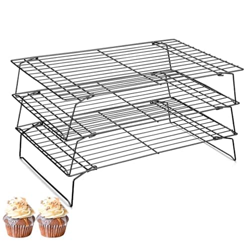Pleafind 3 Pieces Stackable Cooling Rack Set, 16 x 10 Inch Stainless Steal Roasting Rack, Cooling Racks for Cooking, Baking, Roasting, Grilling, Oven and Dishwasher Safe