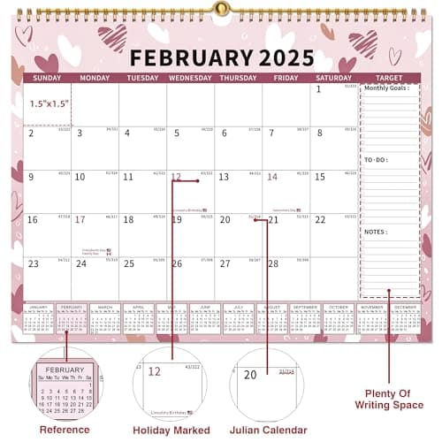 2025 Calendar, 18 Month Wall Calendar 2025-2026 Hanging Spiral Bound Magnetic Fridge Desk Calendars 15" x 12", Jan 2025 - Jun 2026 5