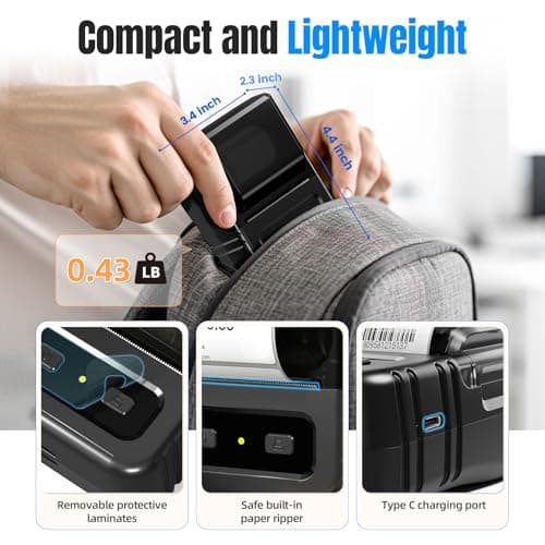 Ponek Label Maker, M102 Barcode Label Printer with 7000+ Icons 700+ Templates, 2 Inch Label Maker for Small Business, Home, Office, Kitchen, School, Gift Tag Printer, Dark Gray 7