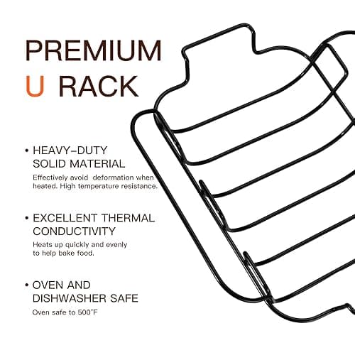 HONGBAKE Nonstick Turkey Roasting Pan with Rack, 19 x 14.5 Inch Large Chicken Roaster Pan for Oven, Suitable for 25lb Turkey, Heavy Duty, Dark Grey 5