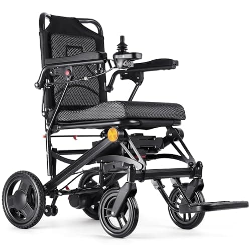 Lightweight Electric Wheelchairs for Adults Foldable Only 35lbs, 500W Dual Motors Motorized Wheelchairs for Seniors Support 250 lbs, All Terrain Travel Powered Wheel Chairs, Black