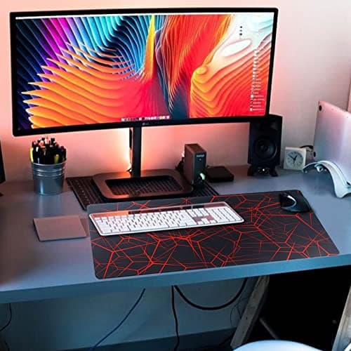 Hosimoln Gaming Mouse Pad, Large Mouse Pad Size 27.5x11.8 Thickness 0.12 inches,Premium-Textured Non-Slip & Waterproof Computer Mousepad with Stitched Edges for Gaming, Office & Home-70x30 Rednet 6