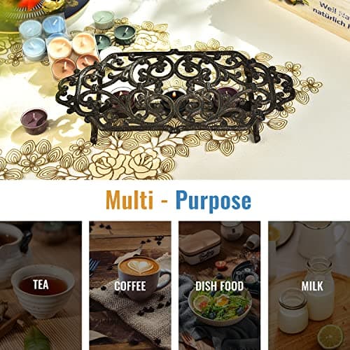 Sungmor Heavy Duty Cast Iron Teapot Dish Warmer Stable Holder for Tealight Stand | Tealight Warmer Decorative Stove for Villa Yard Balcony-Flower Shape 5