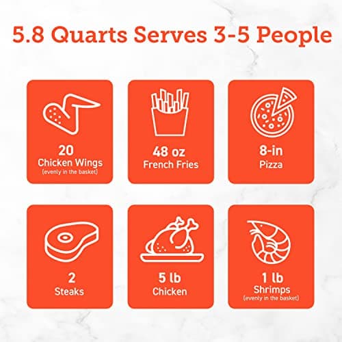 COSORI 12-in-1 Air Fryer 5.8QT, Toast, Bake, Nutrition Facts for 100+ In-App Recipes, AdaptIQ Tech Fast Cook, for Main & Side Dishes, Snacks, Leftovers, Detachable Square Basket, Dishwasher Safe 7