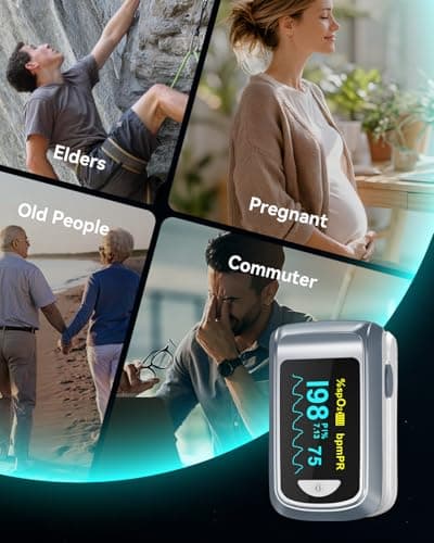 Fingertip Pulse Oximeter Blood Oxygen Saturation Monitor Pulse Ox, Heart Rate and Fast Spo2 Reading Oxygen Meter with OLED Screen Included Lanyard and 2 X AAA Batteries 7