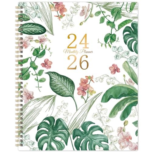 Lily of the Valley 2024-2026 Two-Year Monthly Planner - 9" x 11", Flexible Cover, Pockets, Thick Paper