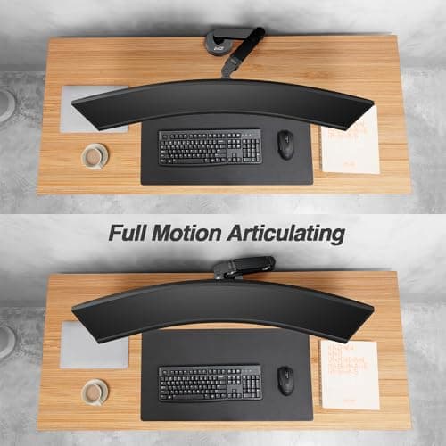 AVLT Single 13"-38" Monitor Arm Desk Mount fits One Flat/Curved/Ultrawide Screens Full Motion Height Swivel Tilt Rotation Adjustable - VESA/C-Clamp/Cable Management - Black 7