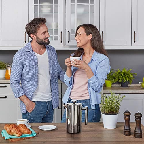 Mixpresso Stainless Steel French Press Coffee Maker 26 Oz 770 ml, Double Wall Insulated French Press Stainless Steel, Easy Clean Tea Brewer, Easy Press Durable Metal Coffee Press 8