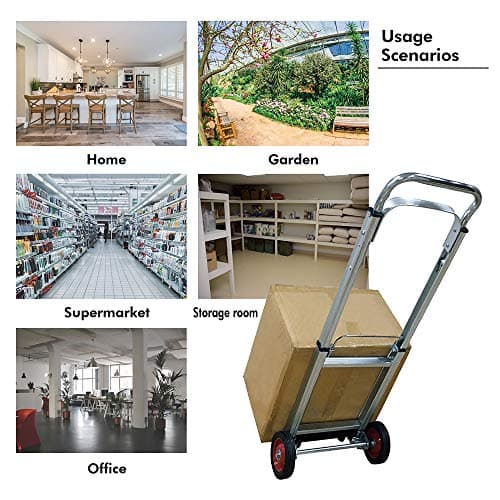 LEADALLWAY Hand Truck Aluminum Foldable Hand Cart with 6" Wheels 220 lbs Capacity 7