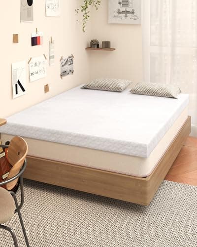 Slumbrae 3 Inch Twin XL Mattress Topper, 40D High-Density Memory Foam Mattress Topper Twin Extra Long for Dorm Beds, 320GSM Bamboo Viscose Cover Non-Slip Washable College Bed Topper, White