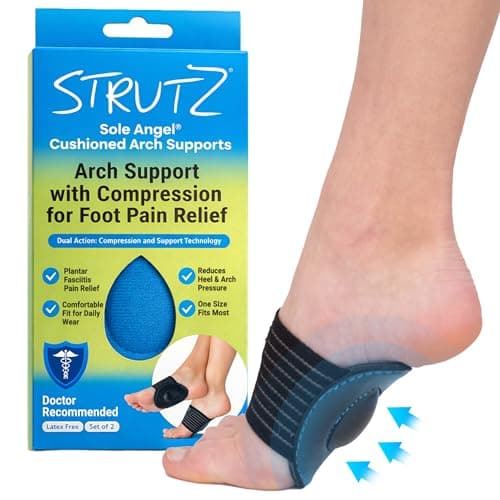 Strutz Sole Angel - The Original Patented Arch Support and Compression Technology - Plantar Fasciitis Support - Ease Discomfort and Improve Mobility - Metatarsal Foot Pads for Women and Men - 1 Pack