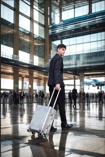 KANGSHILU All Aluminum 20'' Luggage with Removable Spinner Wheels,Provide Spare Wheels.Carry on Luggage 22 x 14 x 9 Airline Approved Lightweight Metal Hard Shell Zipperless Suitcase 3