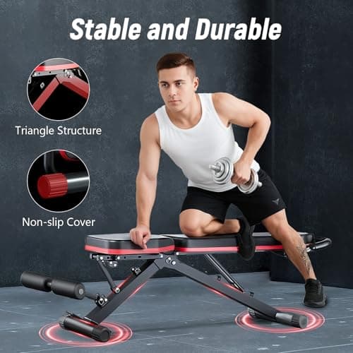 2026 Adjustable Weight Bench - 1000LBS Foldable Bench Press Workout Bench for Home Gym, Roman Chair & Incline Decline Flat Sit Up, Heavy Duty Full Body Dumbbell Fitness Bench 5