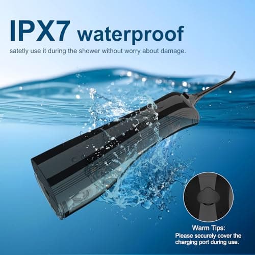 Leominor Water Dental Flosser - 5 Modes Cordless Portable Oral Irrigator, IPX7 Waterproof, Rechargeable Teeth Cleaner Upgrade Datchable Tank Professional Flossing Cleaning Pick for Home Travel (Black) 5