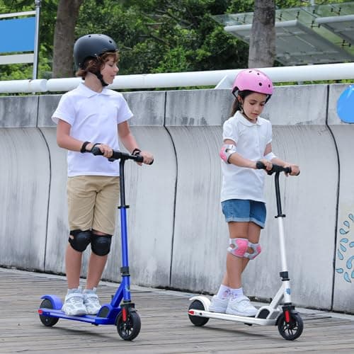 Caroma Electric Scooter for Kids Ages 8-12, 150W Foldable Kids Electric Scooter, Max 7 Miles & 10 Mph, LED Display, Colorful Lights, Adjustable Height, Lightweight Electric Scooter for Kids Teens 8
