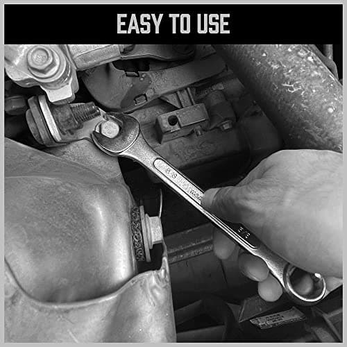 HORUSDY 26-Piece Durable Combination Wrench Set with Roll-up Pouch, Open End Wrench Set for General Household, Garage, Auto Repairs, SAE 1/4” - 1” and Metric 8mm - 24mm 8