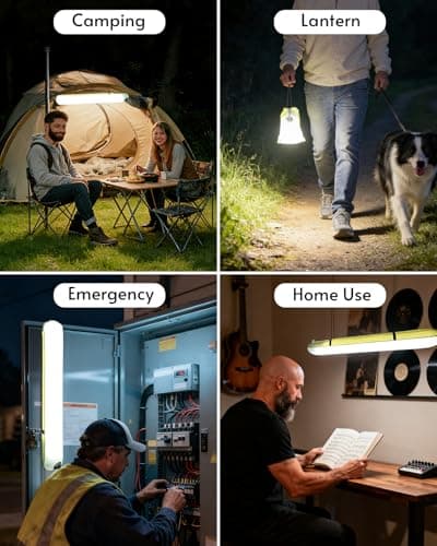 24" Foldable Inflatable Solar Camping Lantern, Magnetic LED Light Tube, USB-C Rechargeable & 2000mAh Power Bank, IP66 TPU Tent Light for Hiking & Hurricane(Green) 9