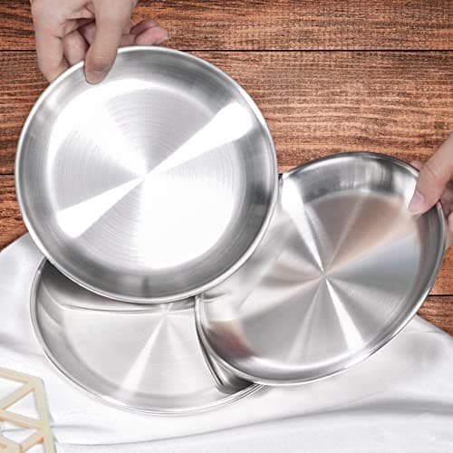 Stainless Steel Cat Dishes for Food and Water Bowls for Small Pets Relief of Whisker Fatigue -2 Sets Shallow Style(6.5 Inch) 8