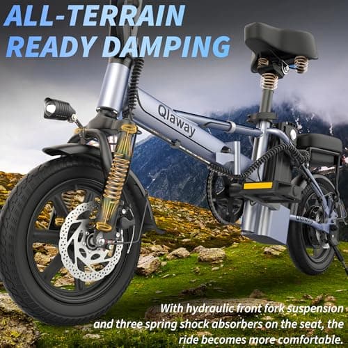 Qlaway Electric Bike for Adults, 500W Folding Ebike 14" Adult Electric Bicycles, 48V 10.4Ah Removable Battery, 28 Miles 22 MPH City Commuter Bicycle, Mini E Bikes for Adults and Teens 9