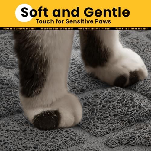 Conlun Cat Litter Mat Litter Trapping Mat, Premium Durable PVC Grid Mesh with Scatter Control, Non-slip, Less Waste Cat Litter Box Mat, Soft on Kitty’s Paws, Urine Waterproof, 24" x 17" Grey 6