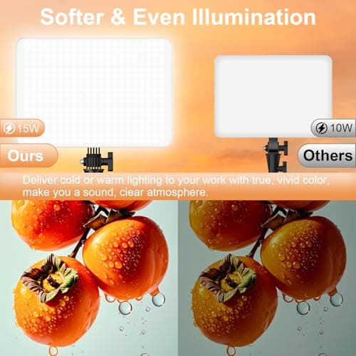 1-Pack LED Video Lighting Kit, Anautin 15W/1700Lux Photography Lighting with Tripod Stand, 2500-8500K Dimmable Streaming Light for Video Recording, Gaming, Podcast, Barber, Salon, TikTok, YouTube 5