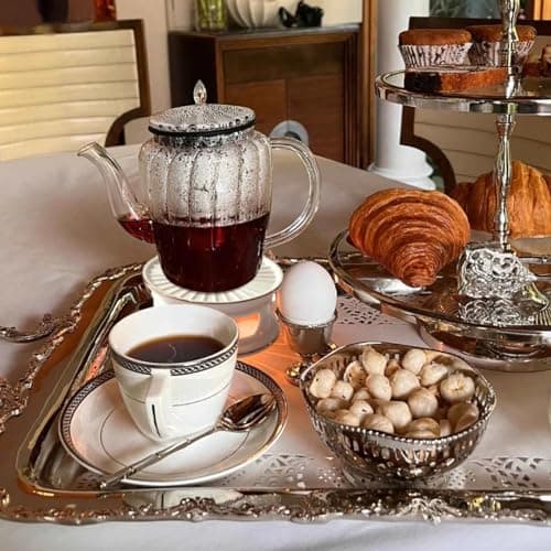 KAYCROWN Teapot Warmer, Ceramic Tea Warmer with Tealight Holder, Teapot Heater for Heating Coffee, Milk, Tea Light Heater, Candle Warmer (White) 8