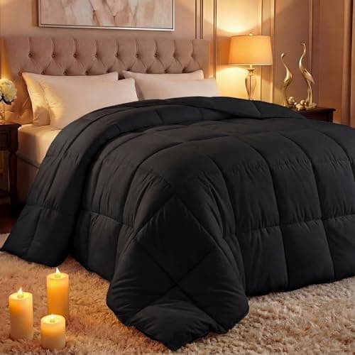 Utopia Bedding Comforter Duvet Insert, Quilted Comforter with Corner Tabs, Box Stitched Down Alternative Comforters Twin Size (Black)