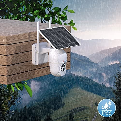 Ctronics 2.5K 4MP Security Cameras Wireless Outdoor, WiFi Solar Security Camera 2560 * 1440P 10000mAh Battery Powered, 360° PTZ, Color Night Vision, PIR Human Detection, 2-Way Audio, IP66 7