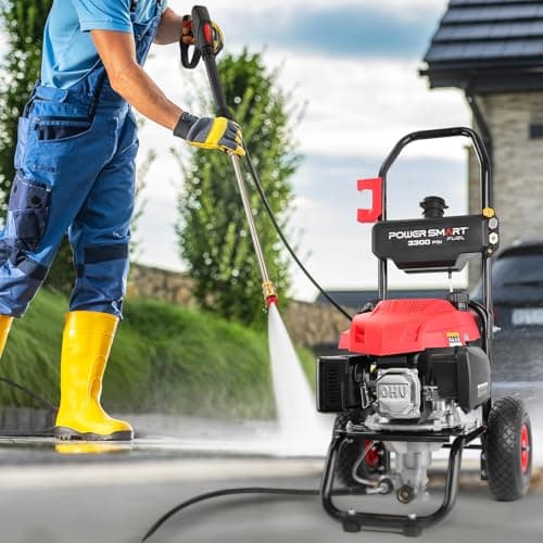 PowerSmart Gas Pressure Washer - 3300 PSI, 2.5 GPM with Onboard Soap Tank, Spray Gun & Wand, and 5 Nozzles - Perfect for Cleaning Cars, Fences, Driveways, Homes, Patios & Furniture 9