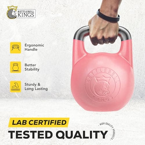 Kettlebell Kings Competition Kettlebells Weight (35mm handle) 8-48 KG - Hand weights Workout Gym Equipment and Strength training sets for Women and Men for Home Gym - Suitable for Repetition Workouts 5