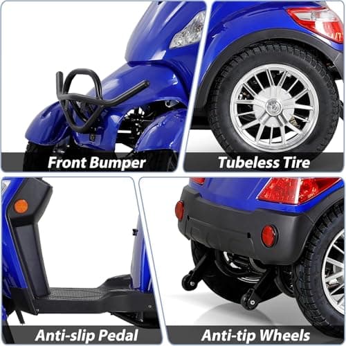 Mobility Scooters for Seniors & Adults 500lbs Capacity - 800W All Terrain Electric Powered Mobility Cart - Heavy Duty Mobility Scooter for Elderly w/Charger Remote Keys (Blue) 6